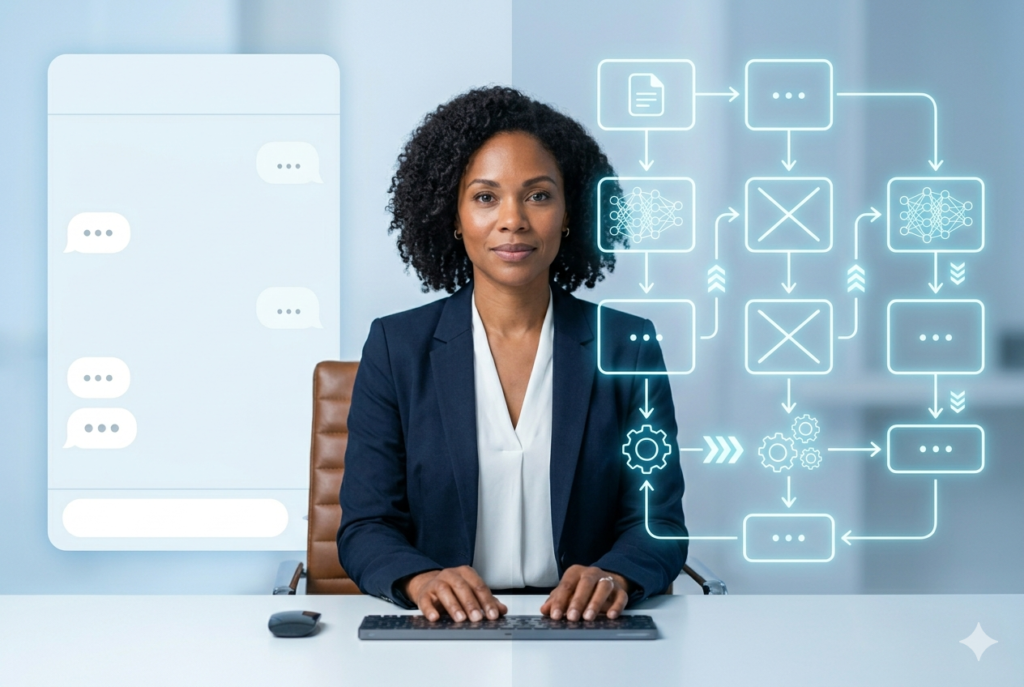 AI agents for business — comparison of chatbot versus AI agent workflow